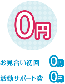 月会費・お見合い初回・活動サポート費0円